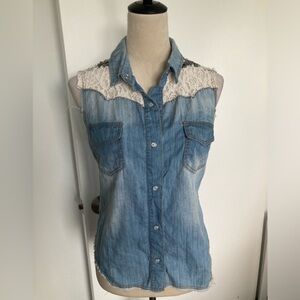 Miss Me lace and denim top
